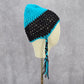 Blue Black Braid Pom Pom Tassel Crochet Funky Knit Bucket Cap Hat Beanie