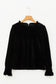 Black Frilled Collared Smocked Cuffs Puff Sleeve Velvet Blouse