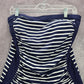Lands End Blue White Stripe Tube Padded Swimwear Tankini Tank Top Medium M 10