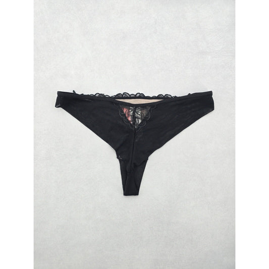 Hunkemoller Black Lace Panty Lace Dainty Whimsy Sexy Goth Fairy Bridal Large
