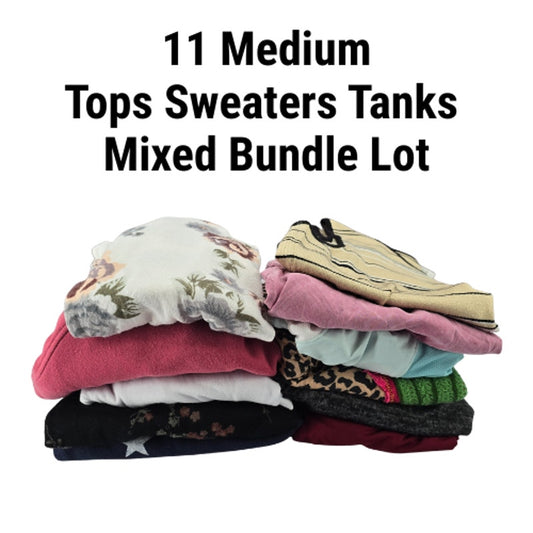 11 Womens Tops Sweaters Tanks Random Mixed Lot Bundle of 11 M Medium