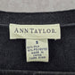Ann Taylor Black Silver Metallic Long Sleeve Pullover Party Silk Sweater S Small