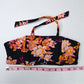 Volcom Black Orange Bikini Top Tie Halter Swimsuit Floral Bra Swimwear Y2K XS