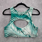 Green White Tropical Leaf Cutout Padded Bikini Top Swimwear Medium