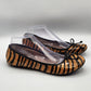 Kenneth Cole Reactions Ballet Flat Bow Brown Black Stripes Womens Size 7.5
