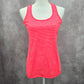 Danskin Now Pink Semi Fitted Stripe Activewear Racerback Tank Top Small