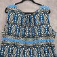 Calvin Klein Blue Black Print Sleeveless Pleated Stretch Top Blouse Plus 2XL