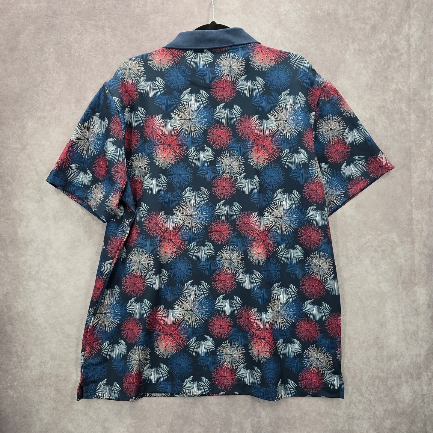Goodfellow & Co Polo Shirt Mens Blue Pink Fireworks Active Short Sleeve XL