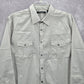 Axist Gray Button Down Western Work Casual Stripe Long Sleeve Dress Shirt XL