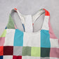 White Geometric Padded Racerback Zip Sports Bra Bikini Bralette Swim Top S Small