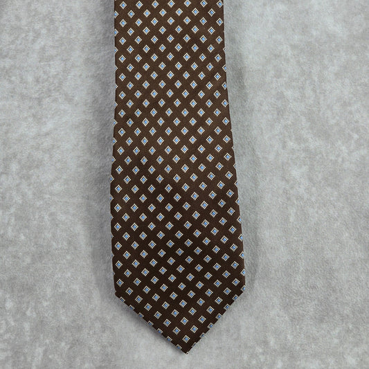 Beau Brummel Brown Diamond Polka Dot Geometric Executive Silk Neck Tie Men's