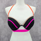 Victoria's Secret Black Pink Padded Bikini Top Halter Cutout Swimwear 34D