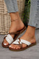 White Criss Cross PU Leather Flat Slippers