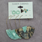 Green Brown Dangle Hoop Resin Stud Set Boho Retro Earring Fashion Jewelry