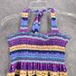 Purple Stripe Smock Halter Padded Swimwear Swimsuit Tankini Tank Top Extra Large