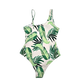 Tropical Leaf White One Piece Swimsuit Beach 90s Y2K Vacation Resort 90s Medium