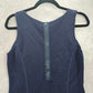 Eileen Fisher Navy Blue Sleeveless Flare Zip Up Cotton Silk Blouse Top S Small