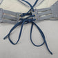 Xhilaration Blue Stripe Crisscross Padded Tie Bikini Bralette Swim Top S Small