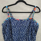 081. Blue Polka Dot Tank Top Padded Tankini Swimwear XL Extra Large