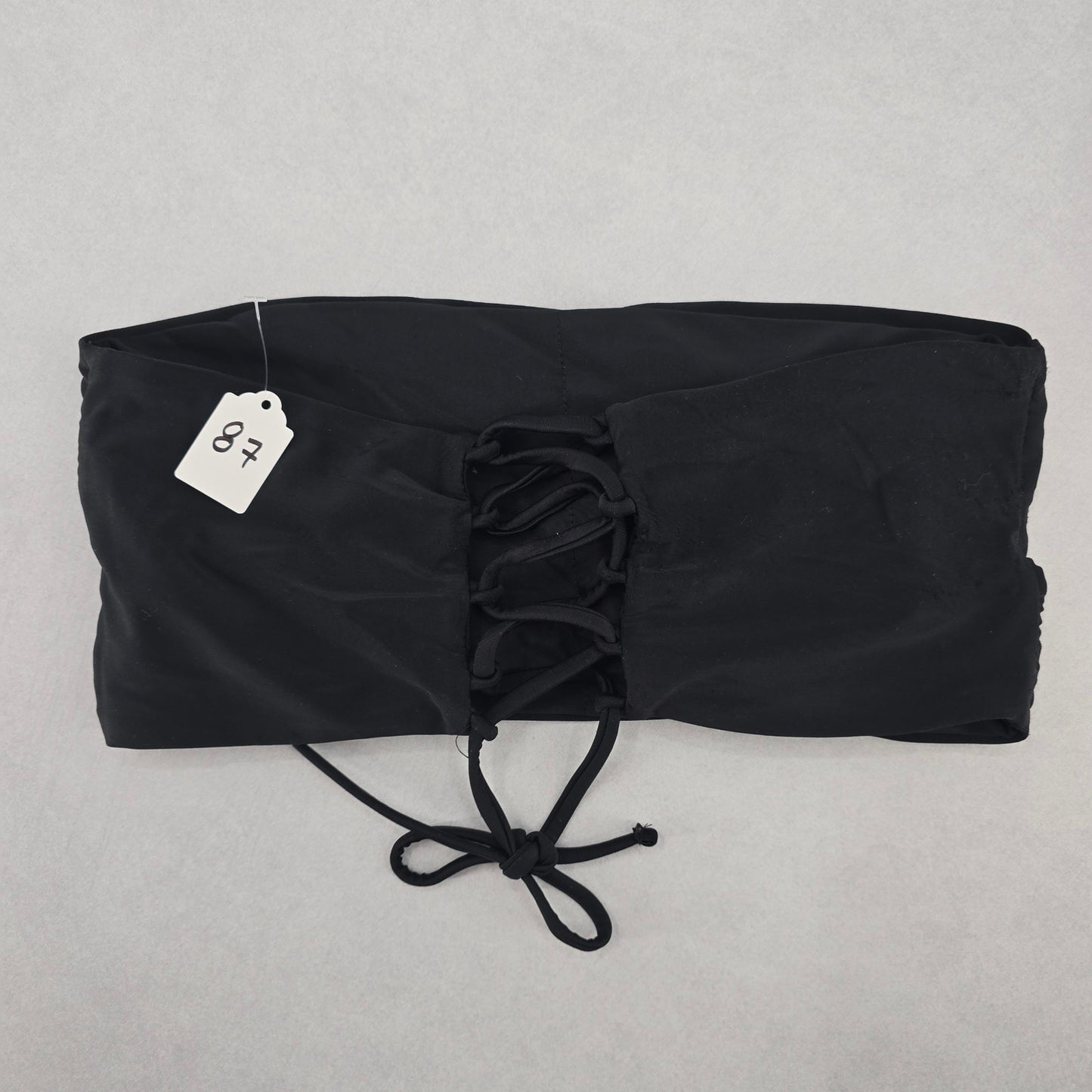 Black Padded Bandeau Crisscross Tie Swim Sports Bra Beach Bikini Top M Medium