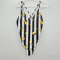 No Boundaries Black Stripe White Lemon One Piece Bathing Suit Swimwear Large