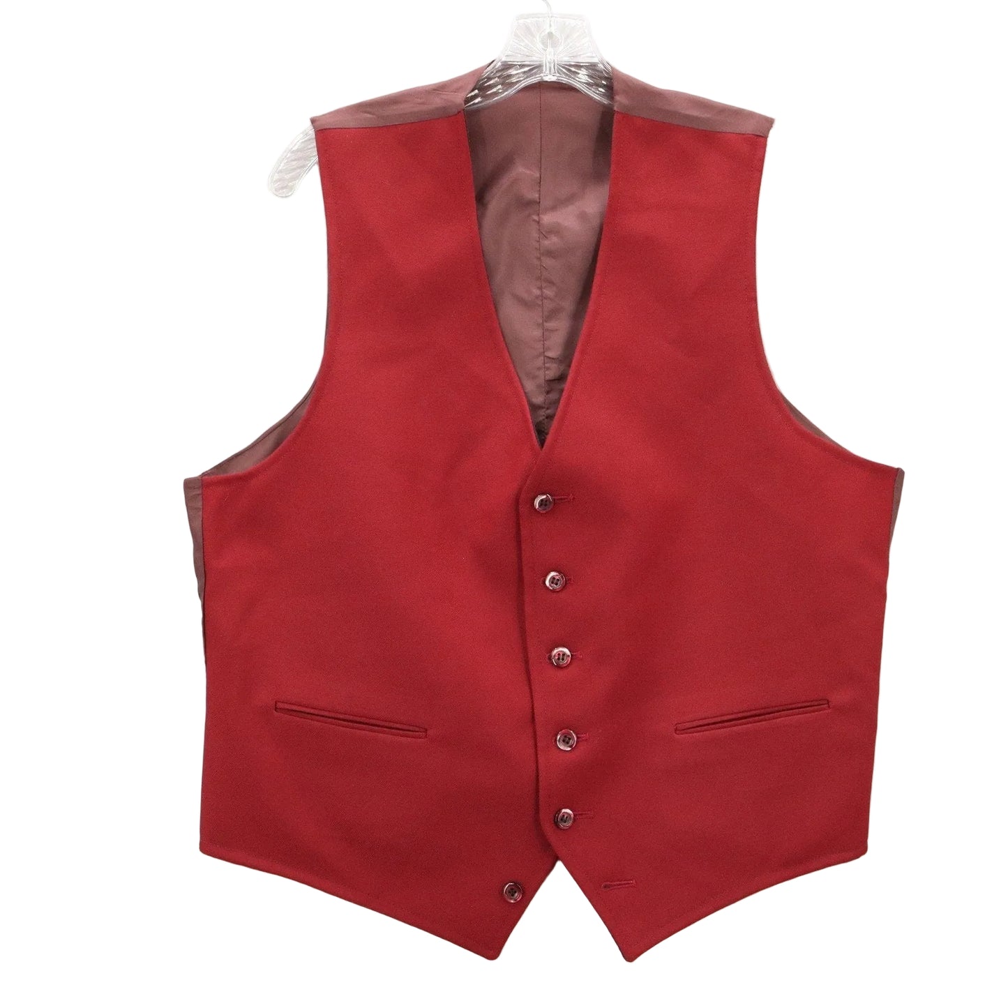 Red 5 Button 2 Welt Pocket Waistcoat Formal Preppy Tuxedo Suit Vest Large 44R