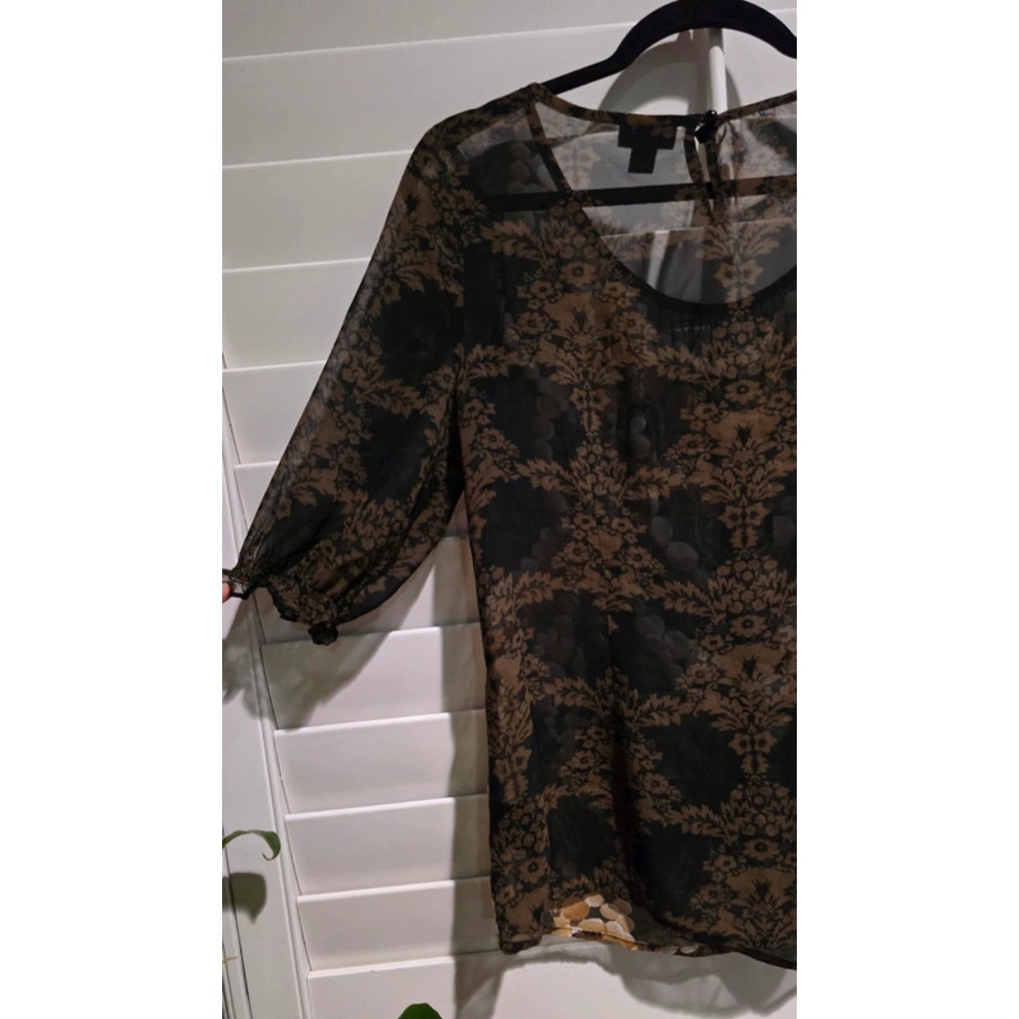 East 5th Black Sheer Whimsy Floral Top Medium