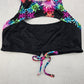 Neontide Black Floral Sports Bra Cutout Active Bikini Bralette Swim Top S Small