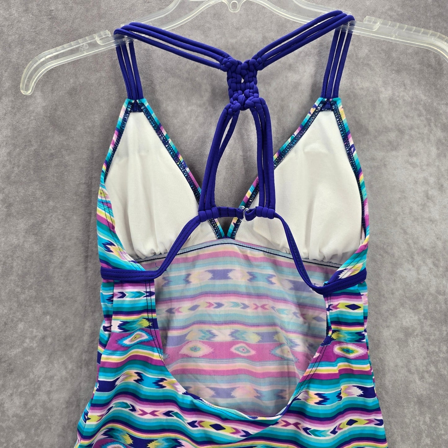 Hula Honey Purple Print Crisscross Padded Swimwear Tankini Tank Top Medium M