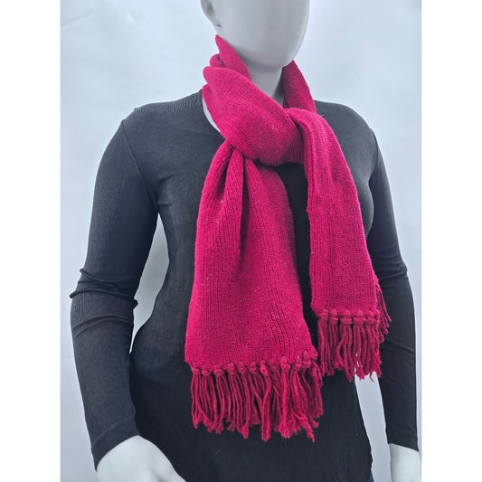 Red Y2K Scarves Resort Whimsy Goth Cottage Knit Wraps Cozy Chic Fringe Scarf OS