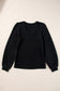 Black Buttoned V Neck Ribbed Puff Sleeve Top