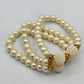 White Bead Pearl Gold Stretch Boho Costume Elastic Bracelet Fashion Jewelry