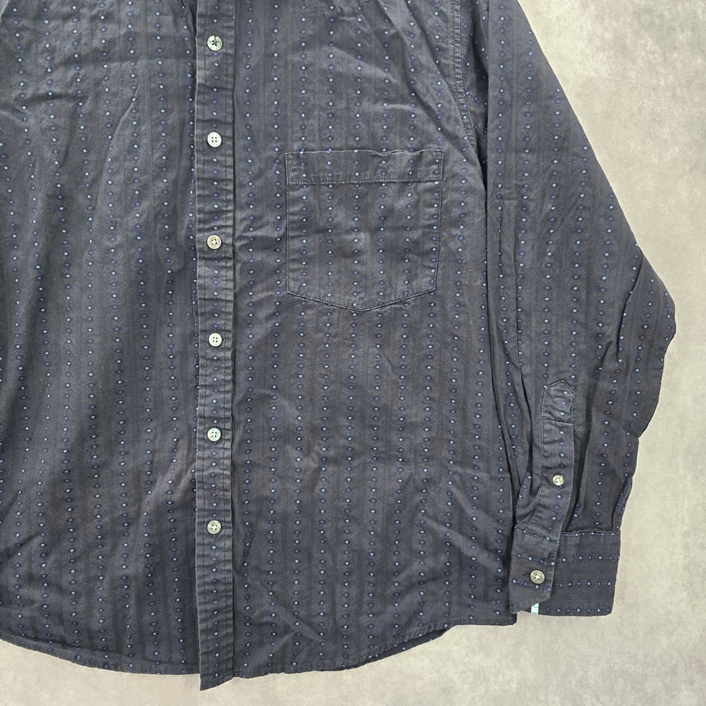 Eighty Eight Blue Long Sleeve Polka Dot Button Down Mens Shirt Cotton Small