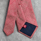 Chaps Red White Stripe Executive Geometric Plaid Tartan 100% Silk Men's Neck Tie