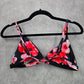 Shein Black Pink Floral Triangle Adjustable Clasp Bikini Top Swimwear Medium
