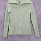 Gap Green Ribbed Long Sleeve Cotton Zip Collar Cardigan Sweater Small
