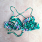Shade & Shore Green Tropical Padded Wired String Tie Bikini Top Swimwear 34B