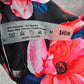 Shein Black Pink Floral Triangle Adjustable Clasp Bikini Top Swimwear Medium