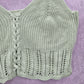Green Crochet Knit Boho Sleeveless Cropped Tank Vintage Y2K Top S Small