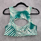 Green White Tropical Leaf Cutout Padded Bikini Top Swimwear Medium