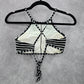 Xhilaration Black White Stripe Padded Crisscross Bikini Top Swimwear Medium