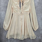 Lush Cream Long Sleeve Flare Ruffle Cutout Tie Cottage Fairy Dress Small