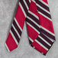Ike Behar Red Purple Gray Stripe Geometric Repp Silk Executive Neck Tie Men's