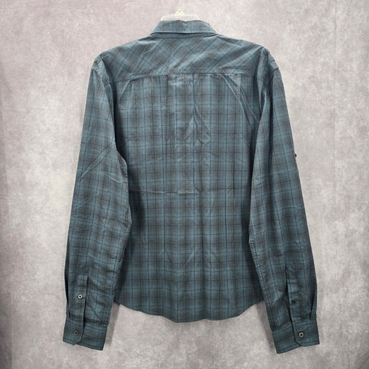 Calvin Klein One Jeans Blue Plaid Button Down Long Sleeve Work Casual Shirt XL