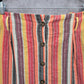 Orange Gray Y2K Retro Indie Mini Cotton Button Stripe Skirt Plus 2XL