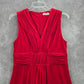 Calvin Klein Red Knee Length Pleat Sleeveless Fit Flare Formal Party Dress 12