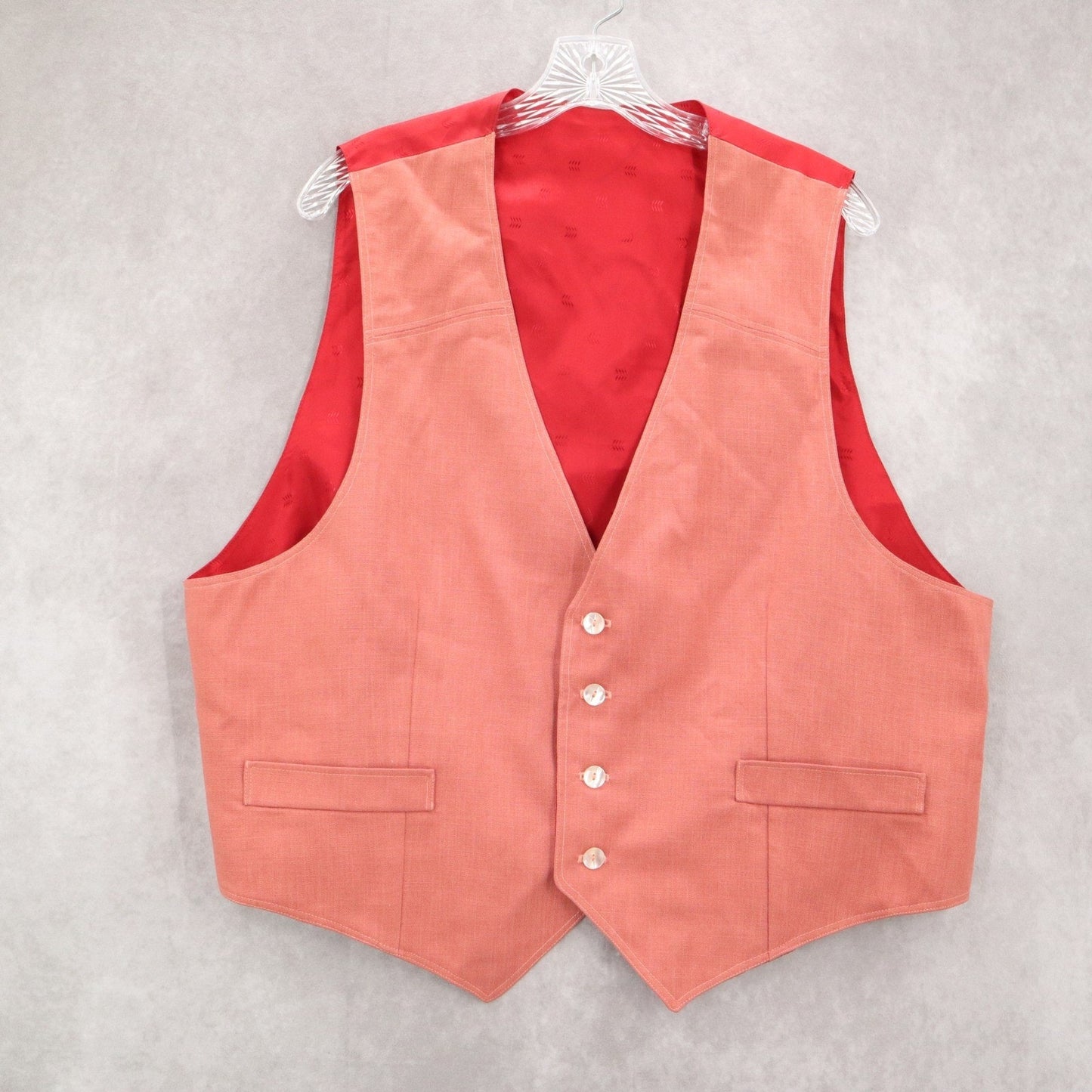Orange 4 Button Point Red Welt Pocket Waistcoat Formal Tuxedo Suit Vest 48R