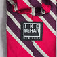 Ike Behar Red Purple Gray Stripe Geometric Repp Silk Executive Neck Tie Men's