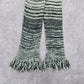 Gray Green Blue Fringe Stripe Tassels Y2K VTG Wrap Shawl Cable Knit Scarf