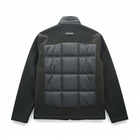 Guess Black Mens Performance Quilted VTG Zip Puffer Bomber Coat Jacket Large